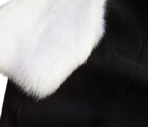 Black and White Faux Fur Dog top- XXXS left
