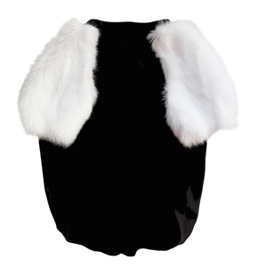 Black and White Faux Fur Dog top- XXXS left