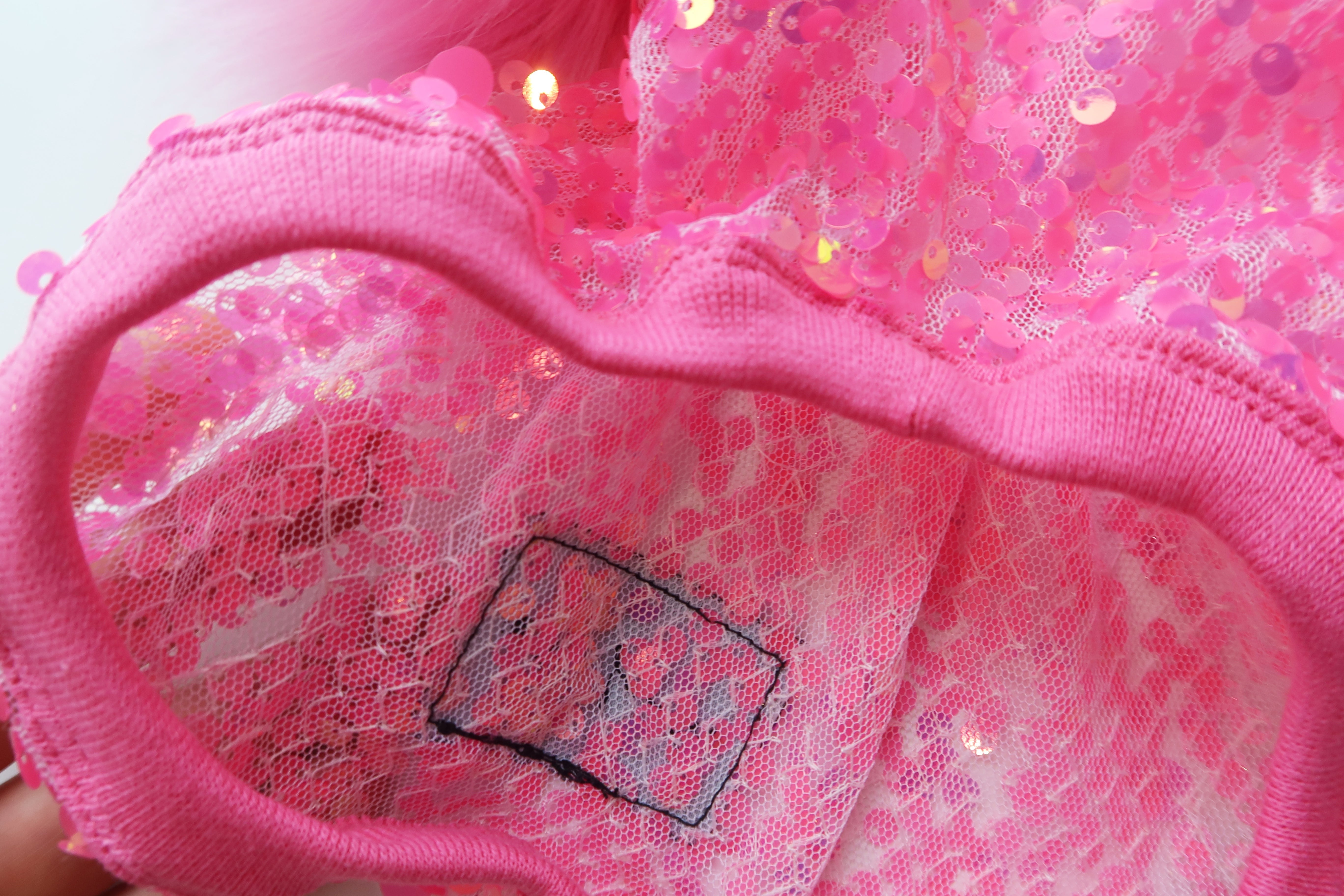 Limited Edition- Party Pink sequin Faux fur dog top - Only XS left - Not restocking.