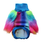 Load image into Gallery viewer, Rainbow party Faux fur dog top - XXXXS-XS left
